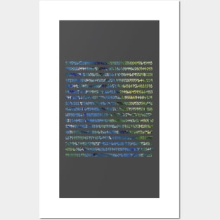 Digits of Pi (Green & Blue on Grey Background) Posters and Art